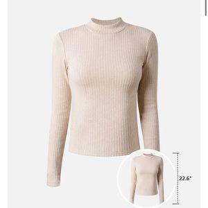 OGL Cashmere-Like Thermal Mock Neck Top-Hip Length